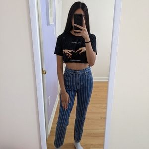 American Eagle stripped mom jeans